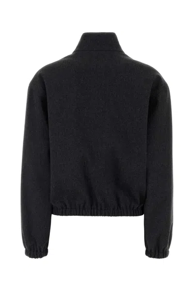 Jil Sander Graphite Wool Jacket In Black