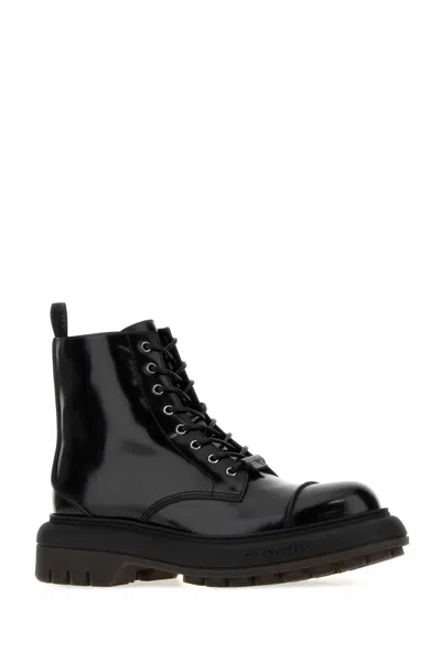 Givenchy Black Leather  Cargo Ankle Boots In Black