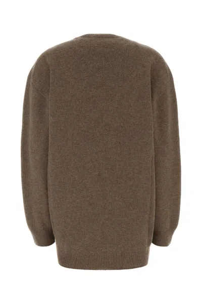 Jil Sander Oversized Mud Wool Blend Sweater In Brown