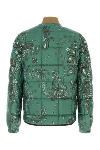 Moncler Printed Polyester Reversible Chalvron Down Jacket In Green