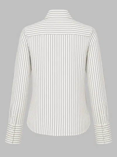 Co Tailored Classic Llar Striped Silk Blouse In White