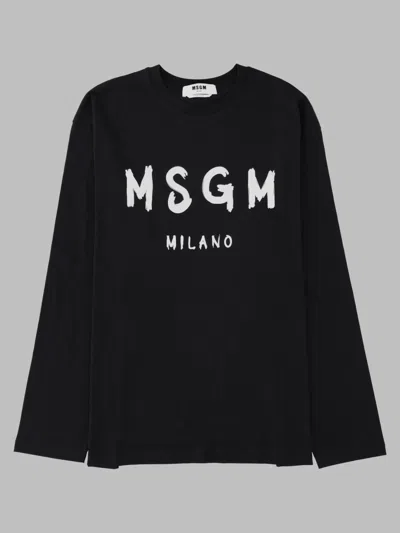 Msgm Logo-print Cotton T-shirt In Black