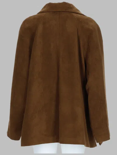 Alysi Dainetto High-neck Raglan-sleeve Coat In Brown