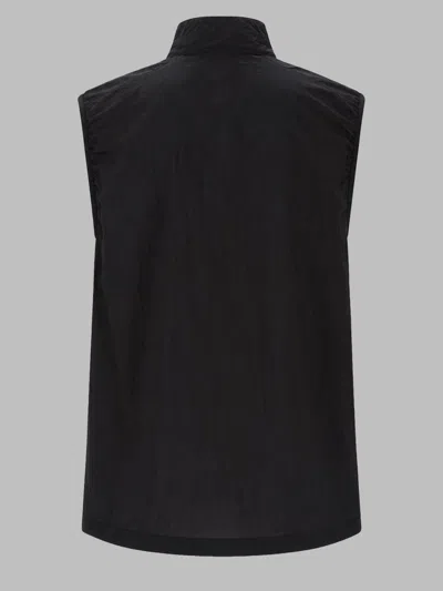 Satisfy Black Sleeveless High-collar Zippered Nylon Jacket In Black