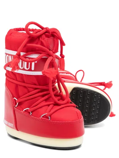 Moon Boot Logo Mini Boots In Red