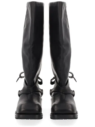 Our Legacy High Engine Cattlehide Leather Boot In Black