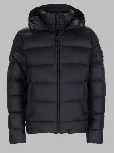 Fay Horizontal Quilted Hooded Polyamide Down Jacket In Black