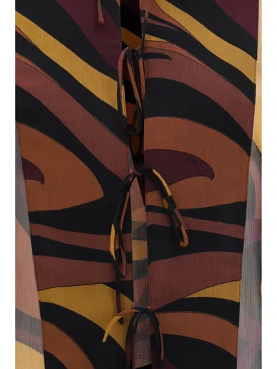 Pucci Creponne Shirt In Marmo Print In Brown