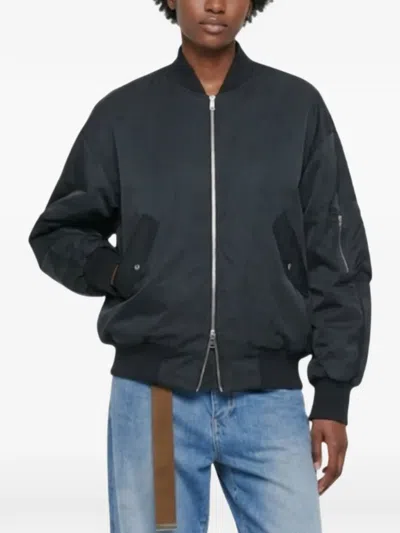 Plan C Zip-up Bomber Jacket In Black