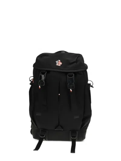 Moncler Leather-trimmed Buckle-fastening Backpack In Black