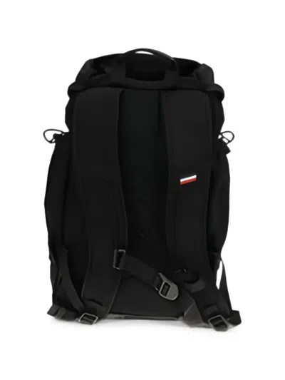 Moncler Leather-trimmed Buckle-fastening Backpack In Black