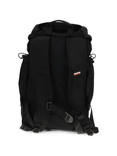 Moncler Leather-trimmed Buckle-fastening Backpack In Black