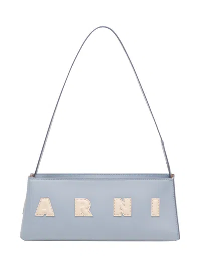 Marni Rectangular Light Blue Leather Museo Baguette Bag In Blue