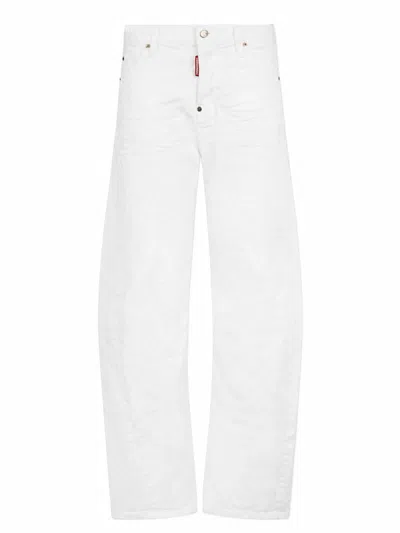 Dsquared2 White Relaxed Flat Front Pant In Neutral