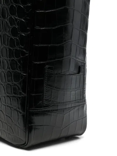 Tom Ford Crocodile-effect Leather Tote Bag In Black