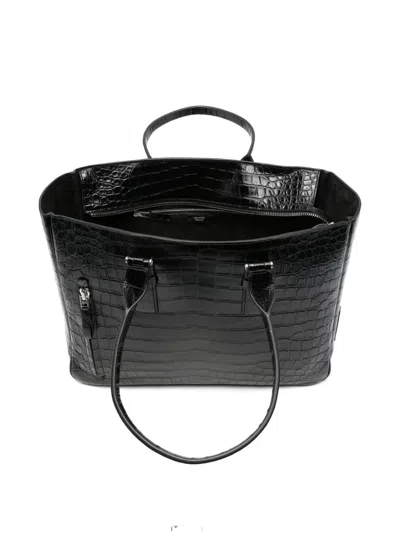 Tom Ford Crocodile-effect Leather Tote Bag In Black