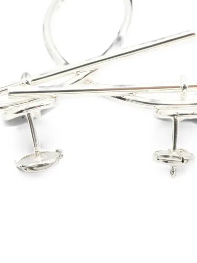 Pre-owned Hermes 2020s Loop Earrings In Silver