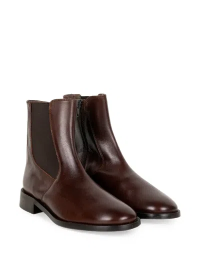 Status Elasticated-side Zip-fastening Boots In Brown