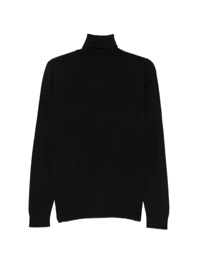 Alpha Studio Roll-neck Wool Sweater In 블랙