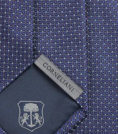 Corneliani Silk Jacquard Tie In Navy