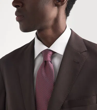 Corneliani Silk Jacquard Tie In Brown