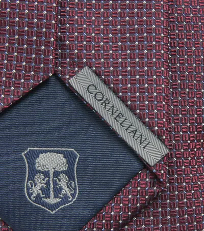 Corneliani Silk Jacquard Tie In Brown