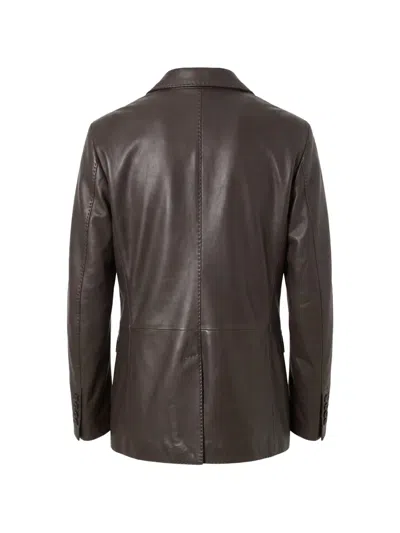 Tagliatore Single-breasted Leather Blazer In Multi