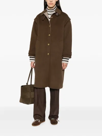 Sandro Giorjo Wool Double Faced Coat In Green