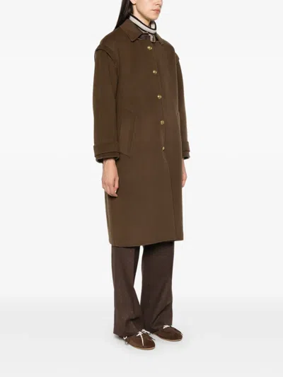 Sandro Giorjo Wool Double Faced Coat In Green