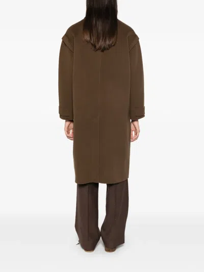 Sandro Giorjo Wool Double Faced Coat In Green