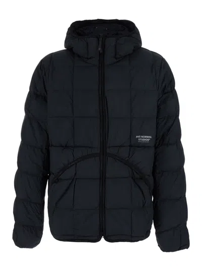 Pas Normal Studios Off-race Hooded Down Jacket In Black