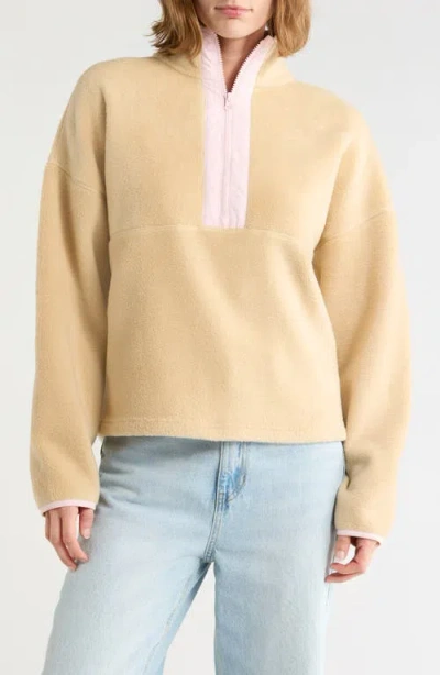 Thread & Supply Soft Fleece Half Zip Pullover In Brown