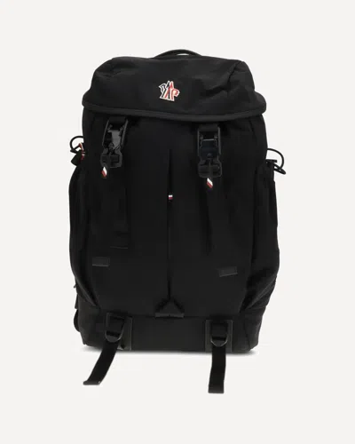 Moncler Leather-trimmed Buckle-fastening Backpack In Black