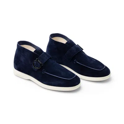 Ferragamo Suede Desert Boots In Blue