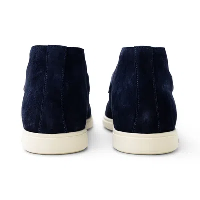 Ferragamo Suede Desert Boots In Blue