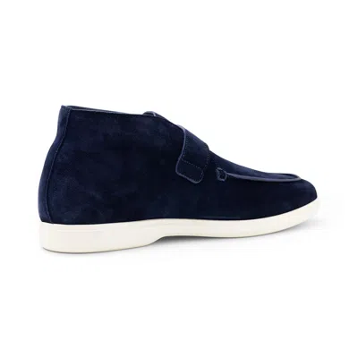 Ferragamo Suede Desert Boots In Blue
