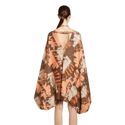 Ferragamo Abstract-patterned Silk Tunic In Multi