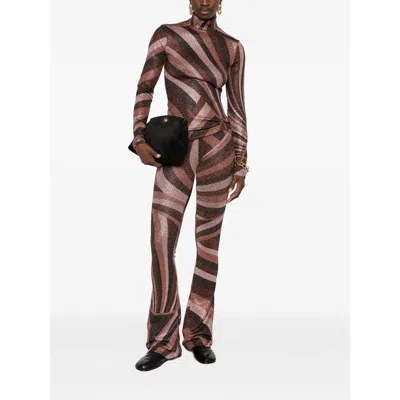 Pucci Printed Stretch-jersey Flared Pants In Brown