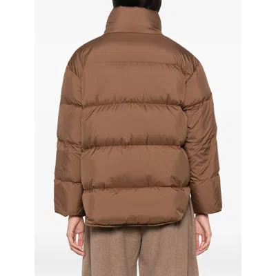 Max Mara Studio Quilted Down Jacket In Brown