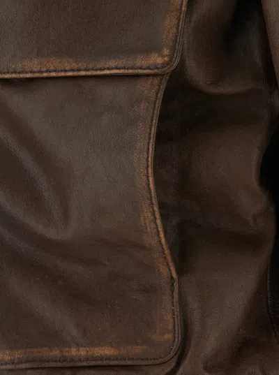 Dunst Detachable A-2 Leather Blouson Jacket With Classic Collar And Zip Front In Multi