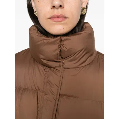 Max Mara Studio Quilted Down Jacket In Brown