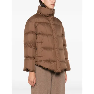 Max Mara Studio Quilted Down Jacket In Brown