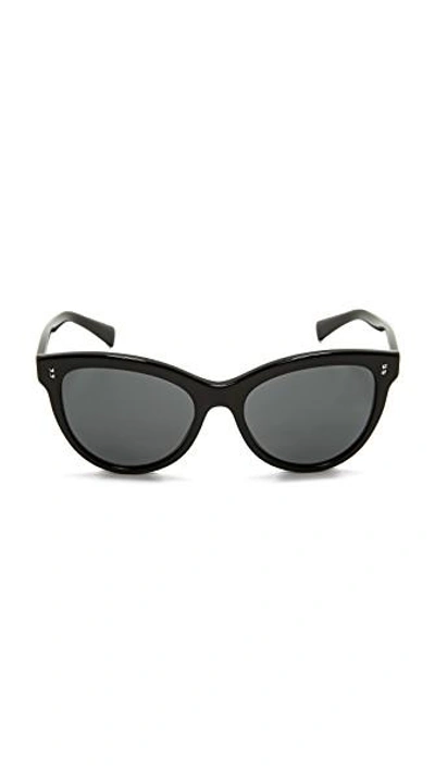 Shop Valentino Rockstud Rivets Sunglasses In Black/grey