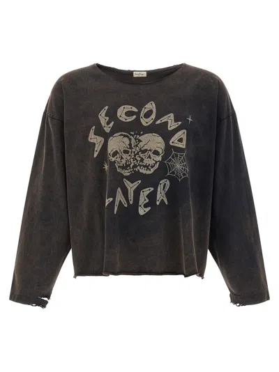 Second / Layer Second/layer 'skull' T-shirt In Brown