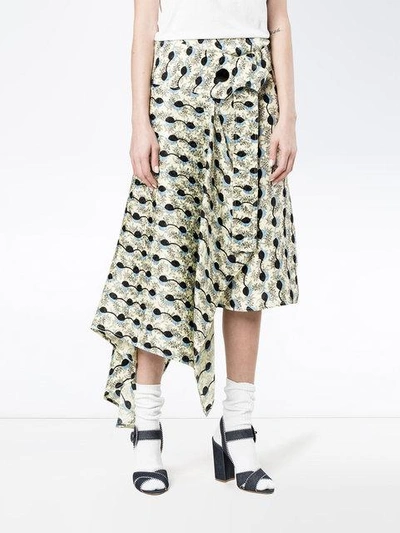 Shop Marni Garland Print Asymmetric Skirt In Black