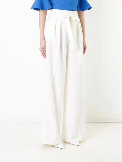 Shop Paule Ka High Waist Woven Trousers In White