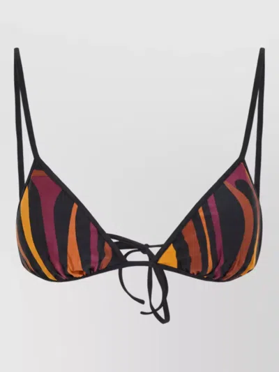 Pucci Triangle Tie-front Bikini Top In Brown