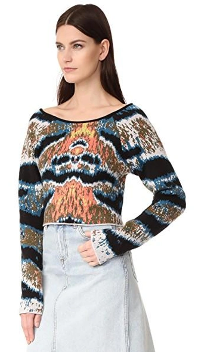 Shop Baja East Cropped Cashmere Sweater In Tiger