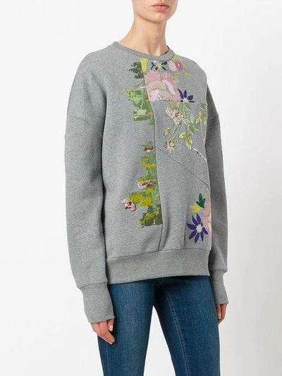Shop Alexander Mcqueen Floral Embroidered Sweatshirt - Grey