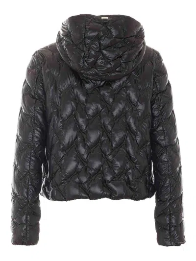 Herno Black High Neck Drawstring Double-slider Zip Polyamide Down Jacket In Black